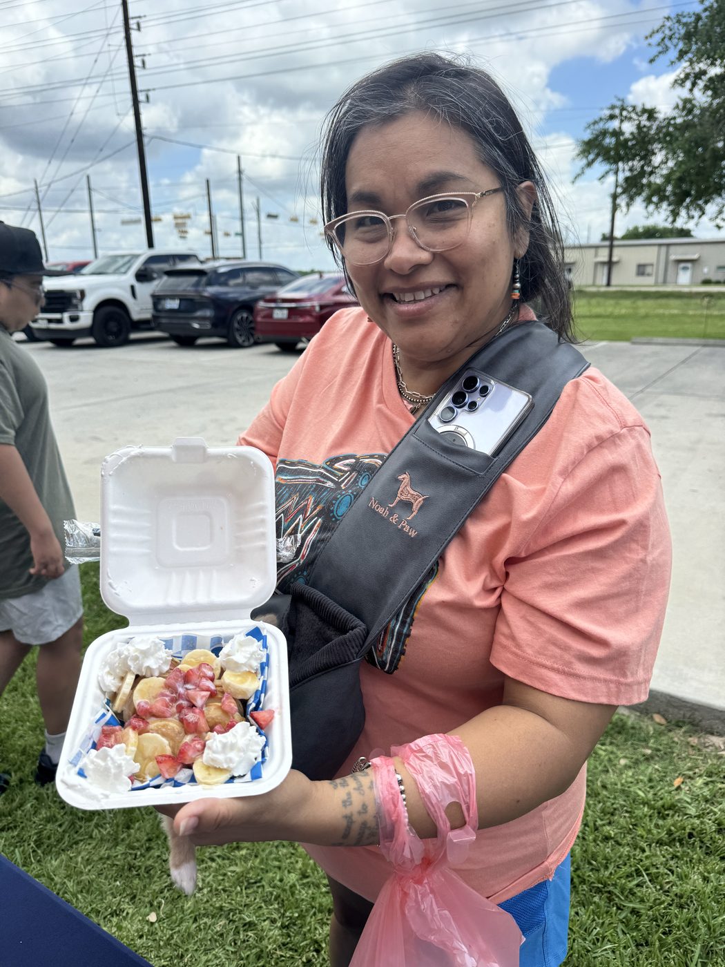 Customer with a strawberry mini-stack